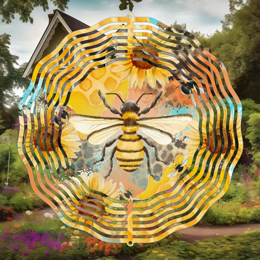 Bee Sunflower Wind Spinner Sublimation Print