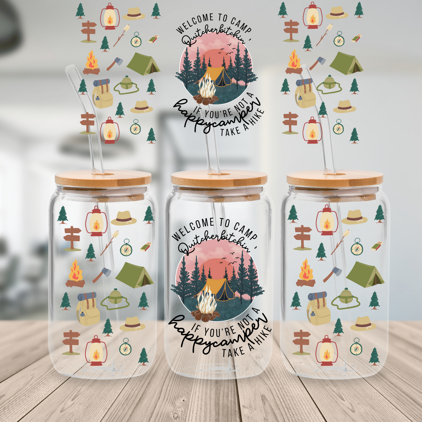 16oz Beer Can Glass Camp Quitcherbitchin Sublimation Print