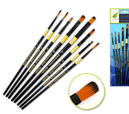 Artist Brush Set: Oriental Art Inspired x8 Wood Handle LINER/ANGULAR