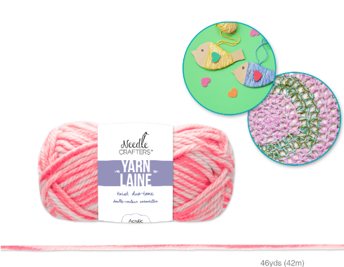 Needlecrafters: 50g Acrylic Twist Duo-Tone Yarn E) Candy Floss