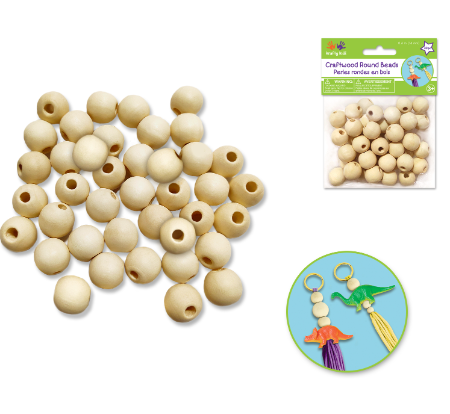 Craftwood: Round Beads Natural C) 14mm 40pc