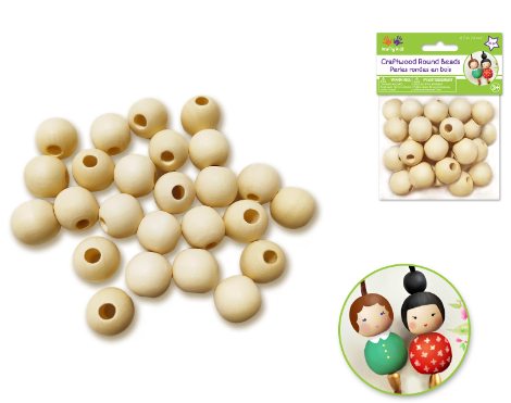 Craftwood: Round Beads Natural E) 18mm 25pc