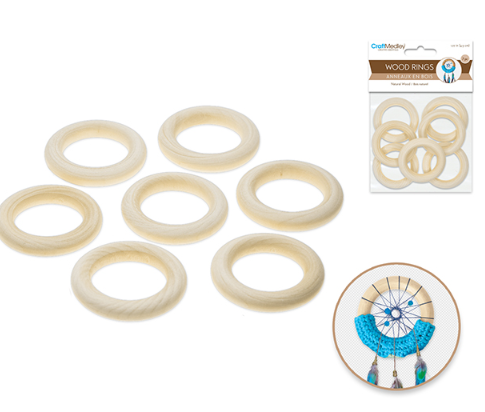 Craftwood: 45mm Craft Rings x7 Natural