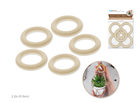 Craftwood: 55mm Craft Rings x5 Natural