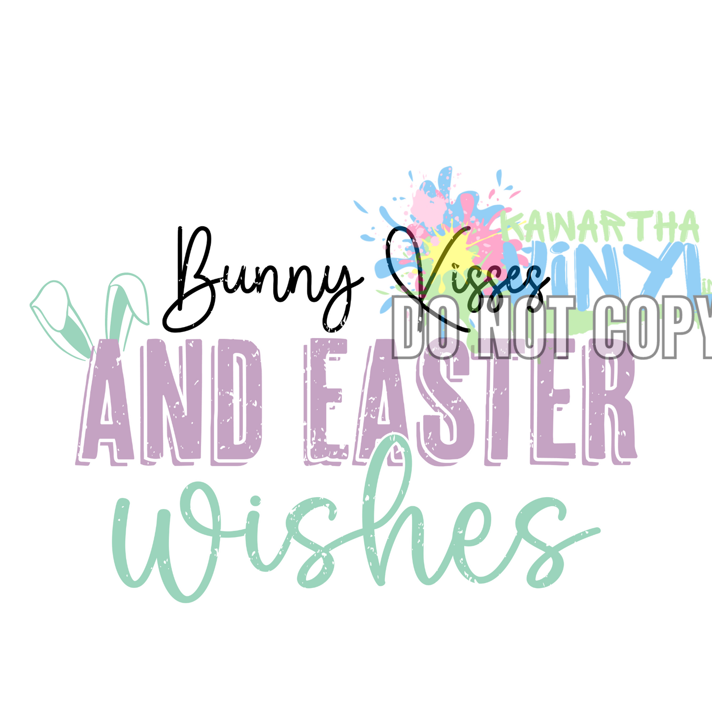 Bunny Kisses Easter Wishes Retro Grunge Sublimation Print