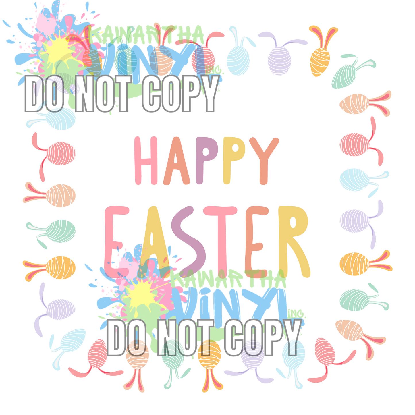 Happy Easter Square Eggs Sublimation Print