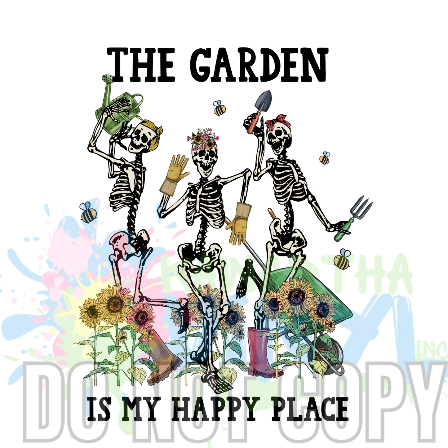 Skeleton Happy Place Garden Sublimation Print