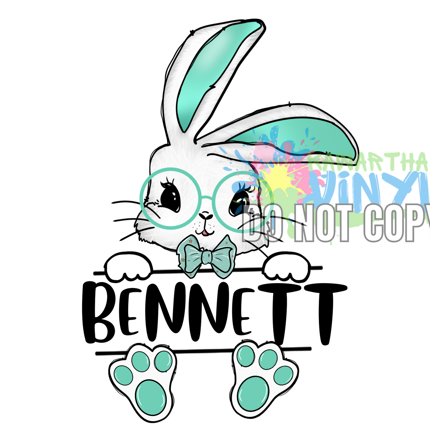 Teal Bunny Sublimation Print