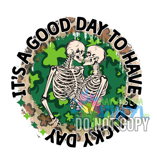 Lucky Day Round Skeleton Clover Sublimation Print