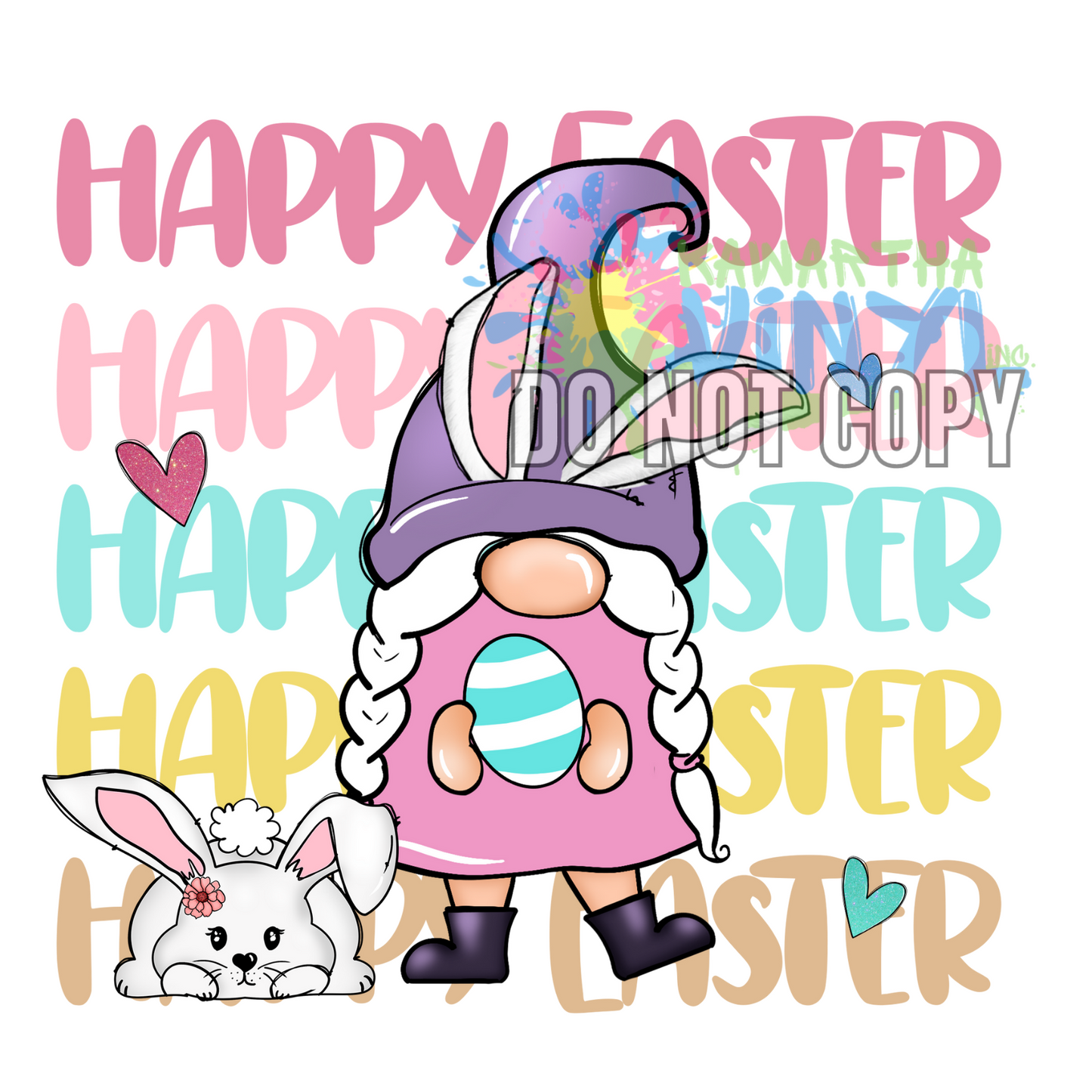 Happy Easter Gnome Bunny Sublimation Print