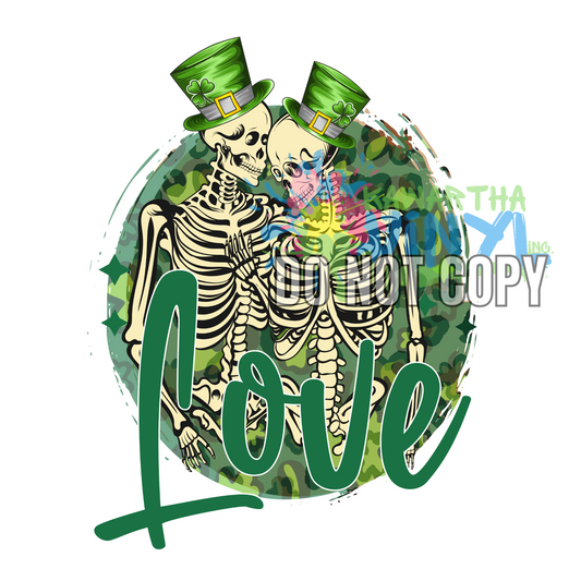 Love Couple Round Skeleton Clover Sublimation Print