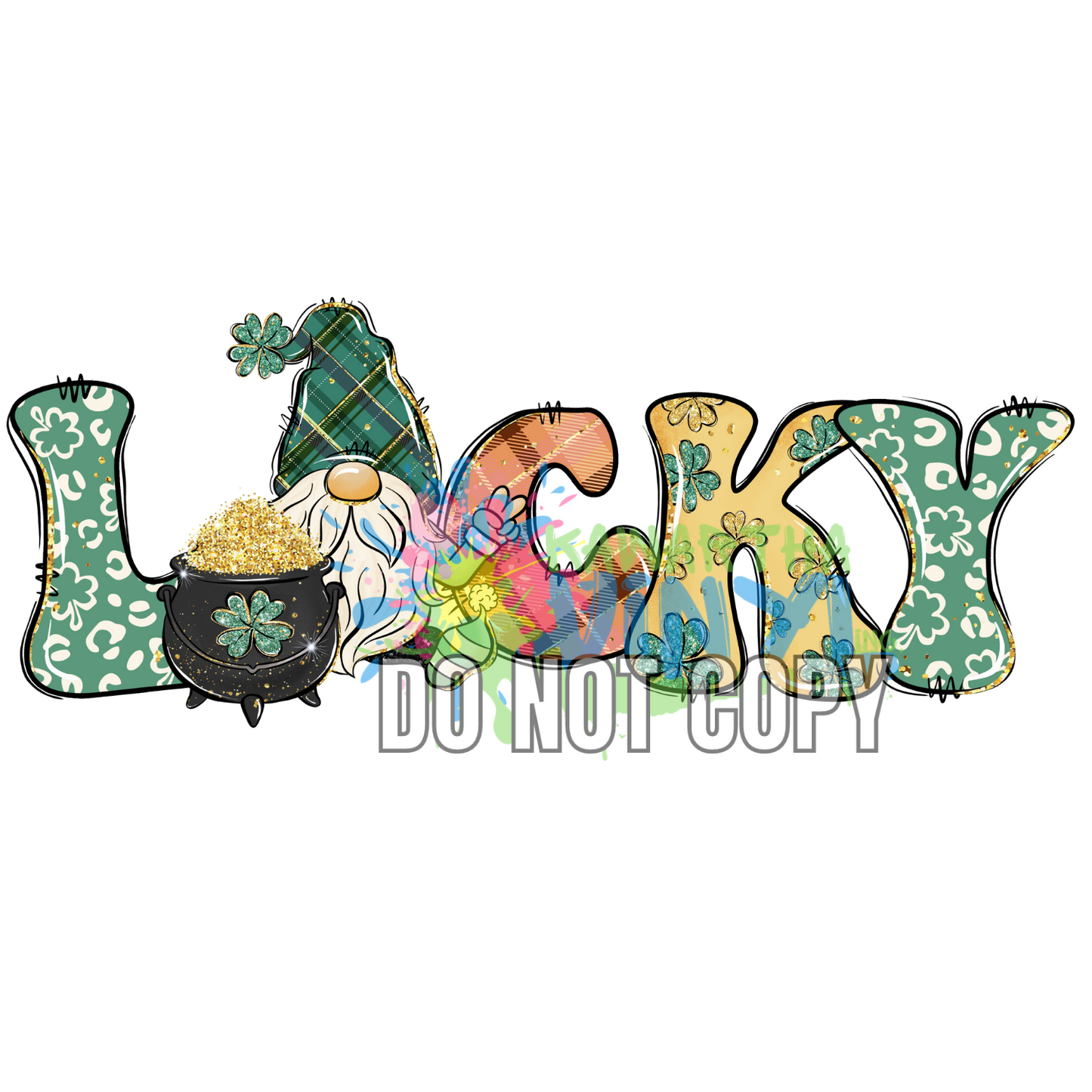 Lucky Gnome Pot of Gold Sublimation Print