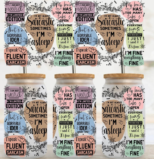 59. Sarcasm Quotes UV DTF Cup Wrap