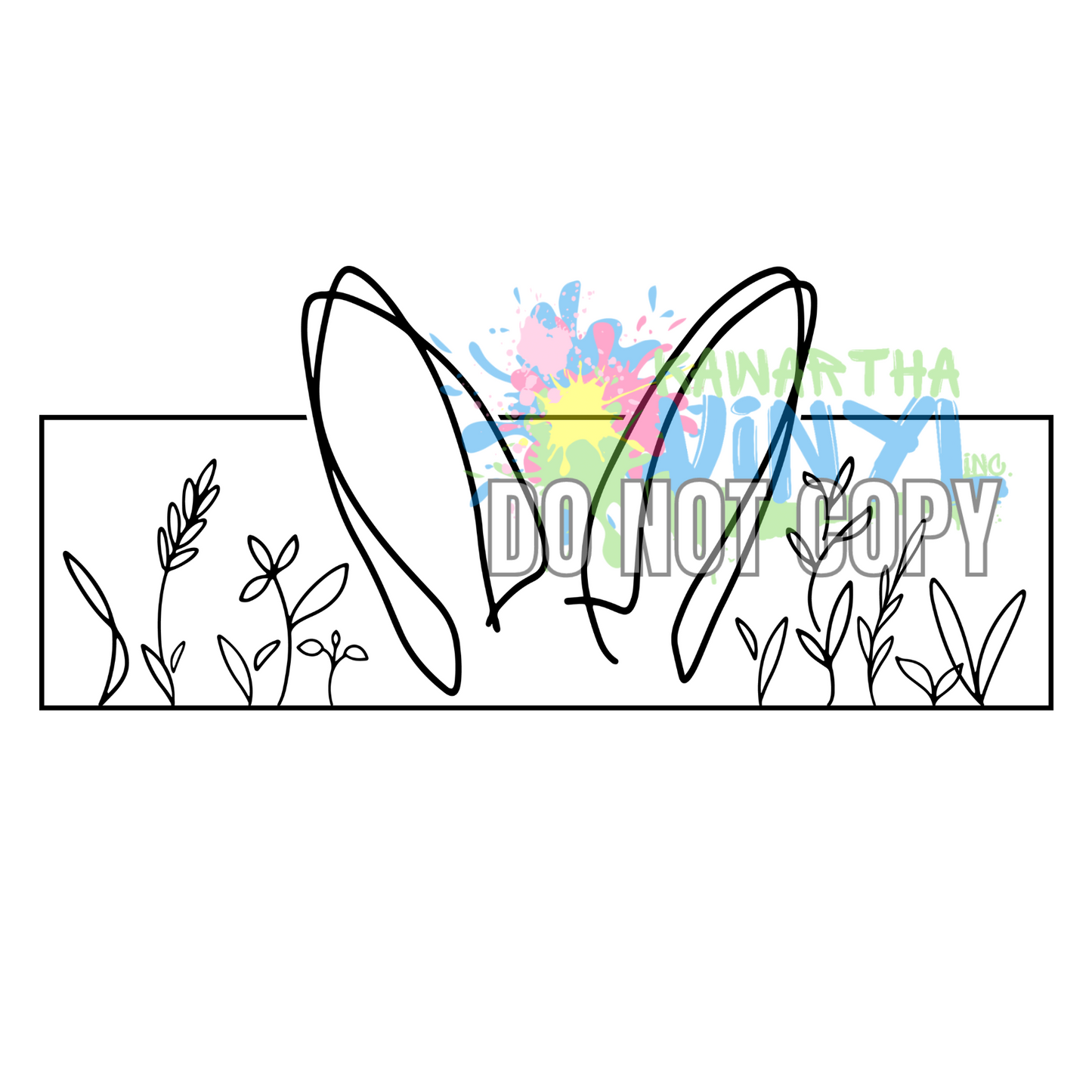 Bunny Ears Line Drawing Sublimation Print