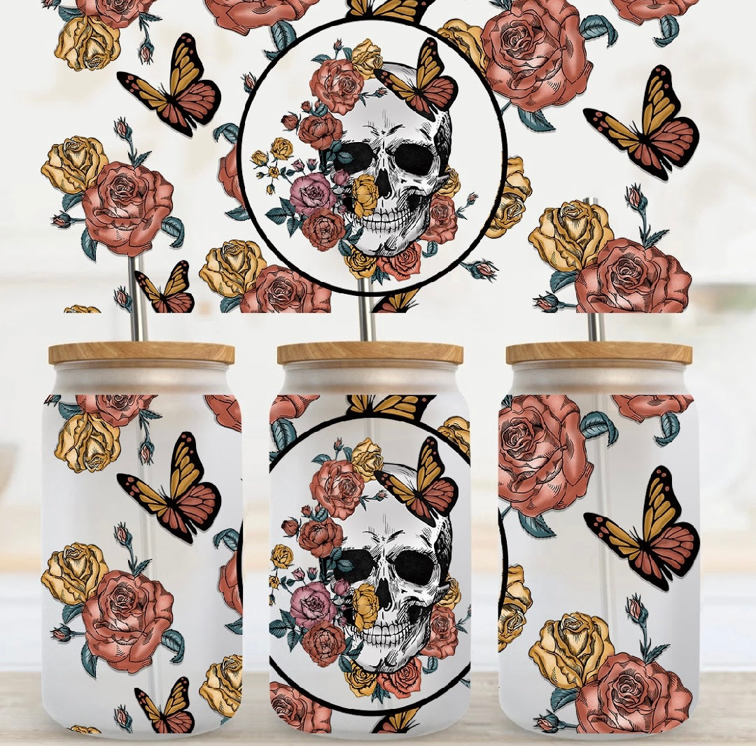 Butterfly Skull UV DTF Cup Wrap