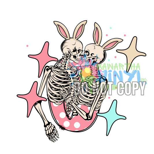 Skeleton Bunny Couple Sublimation Print