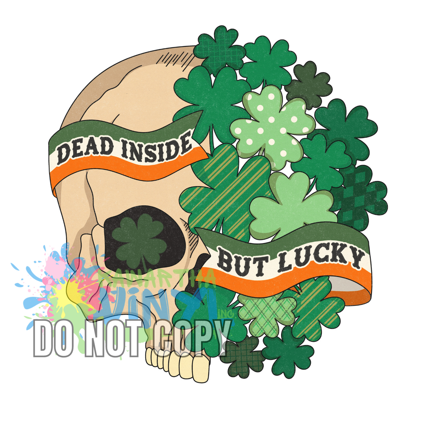 Dead Inside Irish Flag Skull Sublimation Print