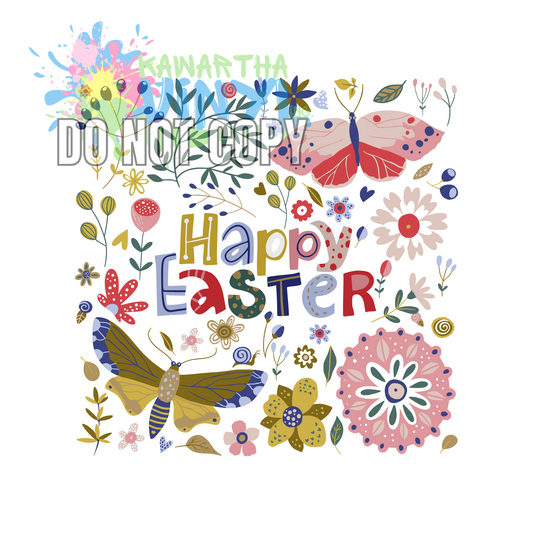 Happy Easter Floral Sublimation Print
