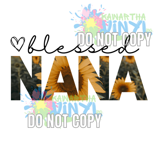 Blessed Nana Sunflower Sublimation Print