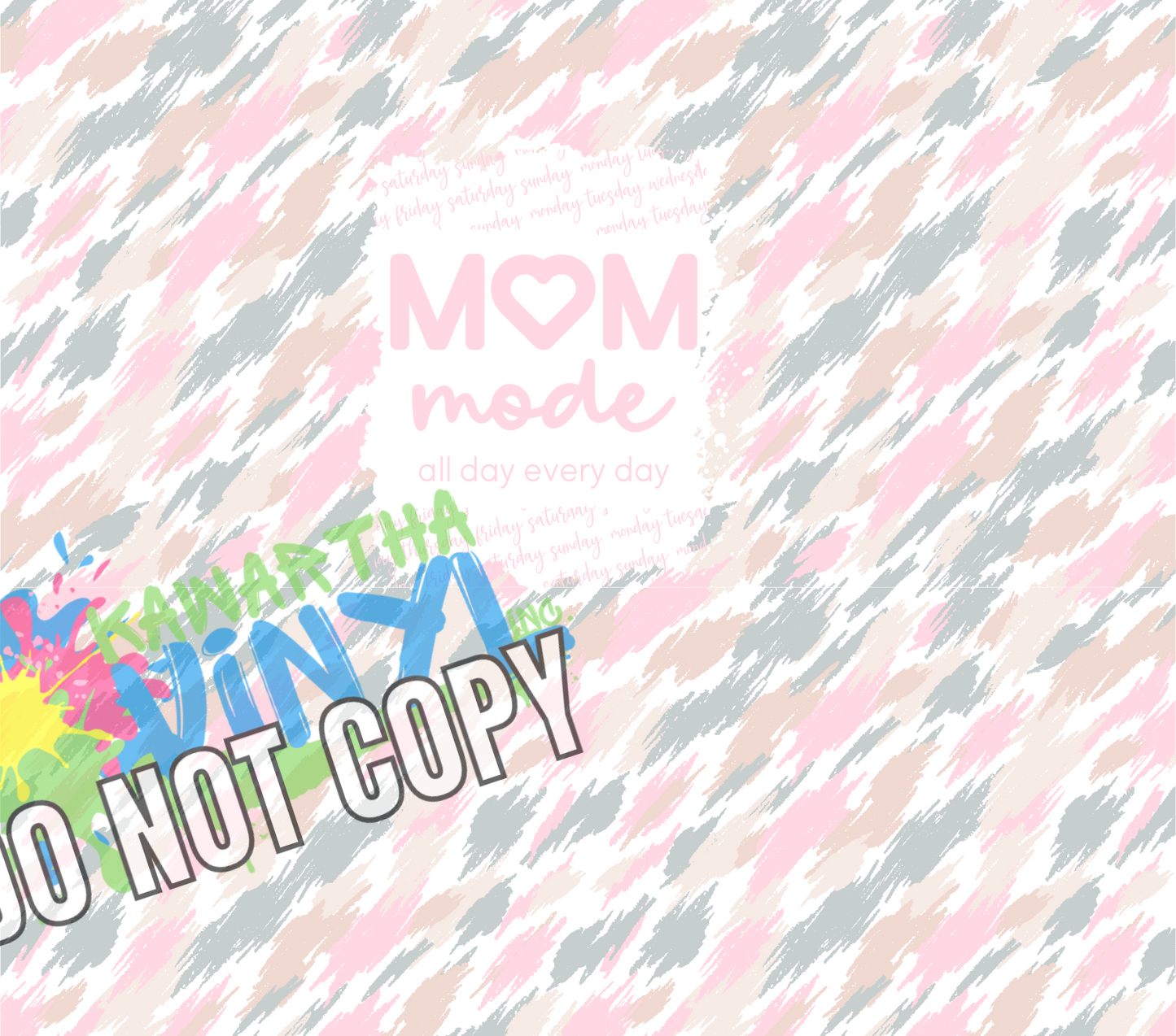 Mom Mode Pink/Grey Sublimation Tumbler Print