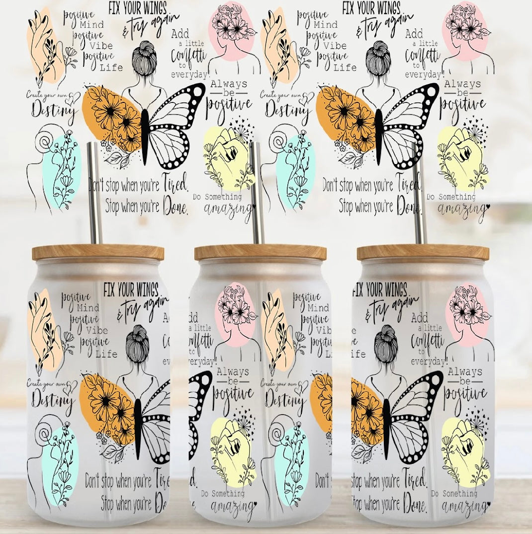 50. Butterfly Positive UV DTF Cup Wrap