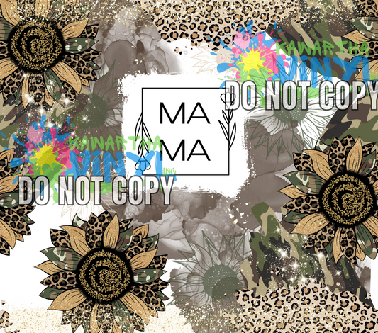 MAMA Floral Camo Sunflower Sublimation Tumbler Print