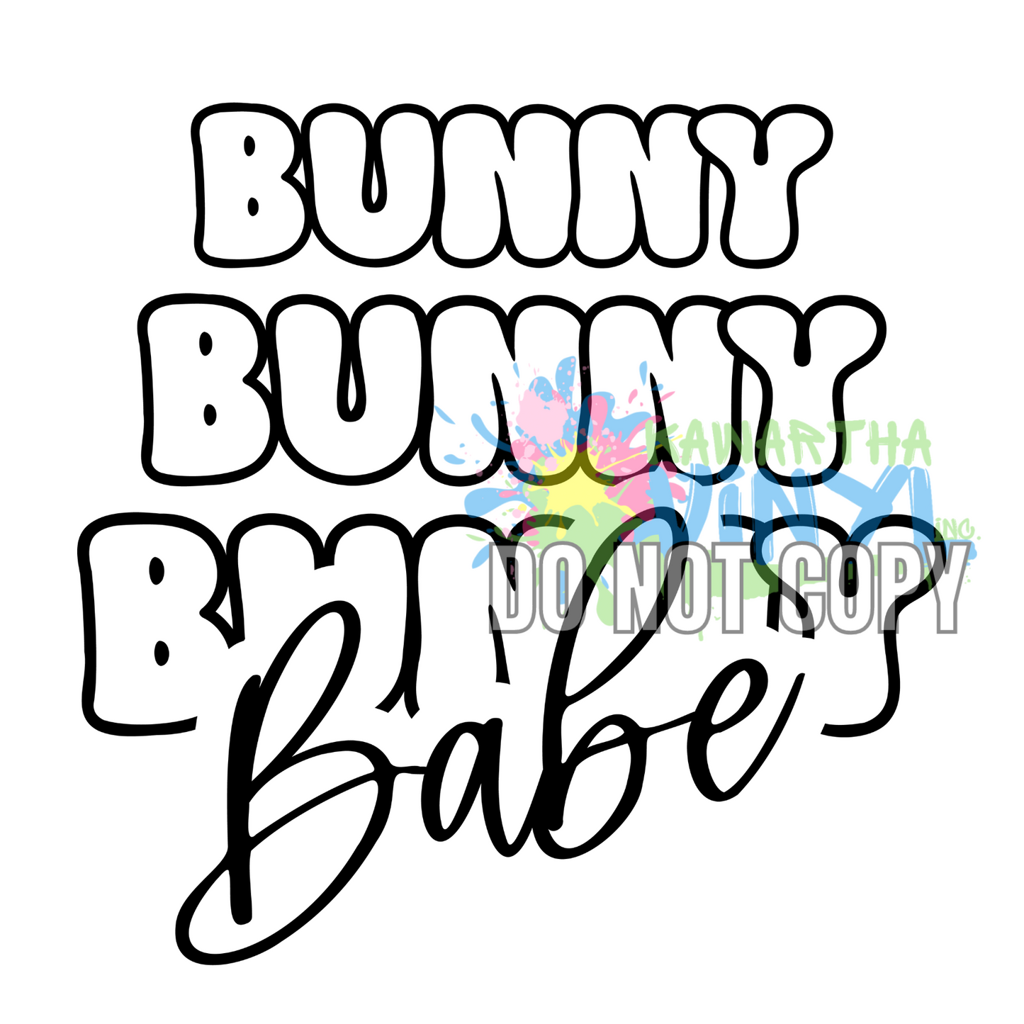 Bunny Babe Black Ink Sublimation Print