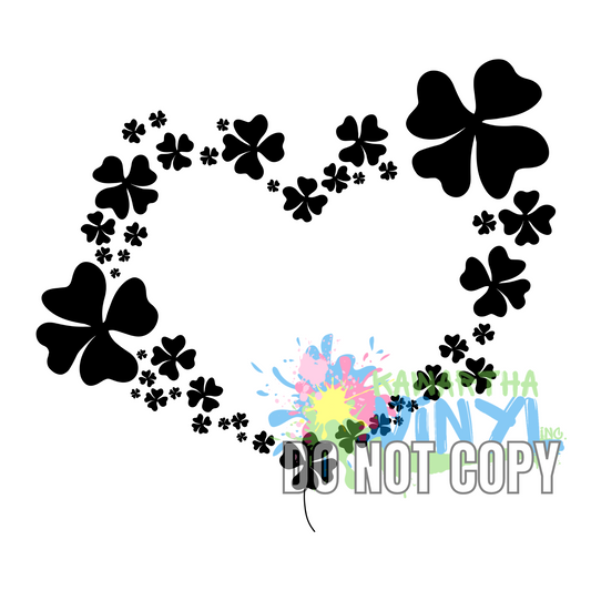 Shamrock Heart Black Sublimation Print