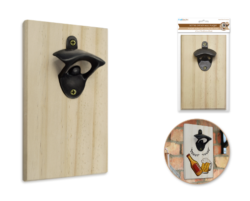 Wood Craft: 4.7"x7.9" DIY Bottle Opener Wall Plaque 0.8cm(T)